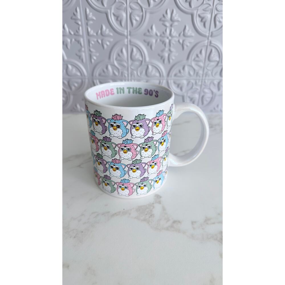 Furby Pastel Pattern Ceramic Mug 20 oz Made In The 90s Retro Hasbro NEW